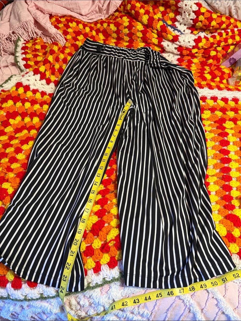 Robert Louis Black & White Striped Wide-Leg Pants